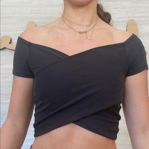Black cross crop top